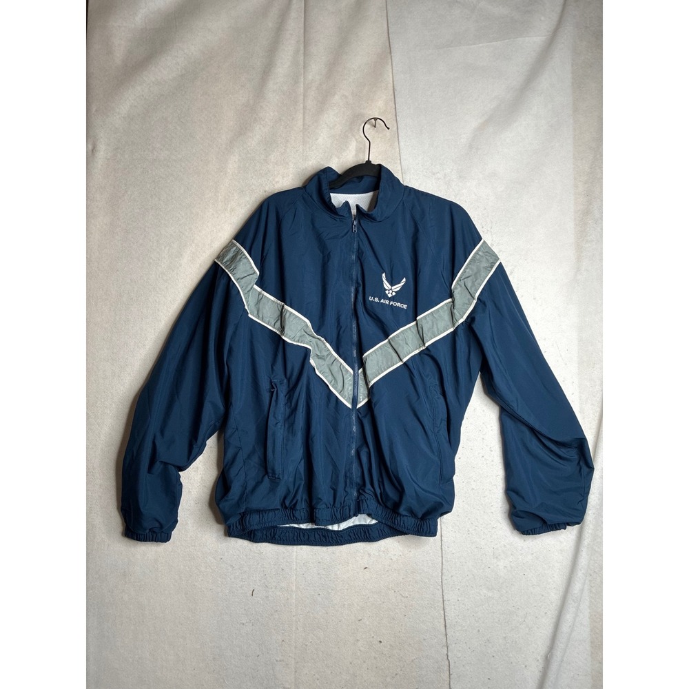 US Air Force PTU Windbreaker Jacket Mens Medium Regular Navy Blue Full Zip Mesh